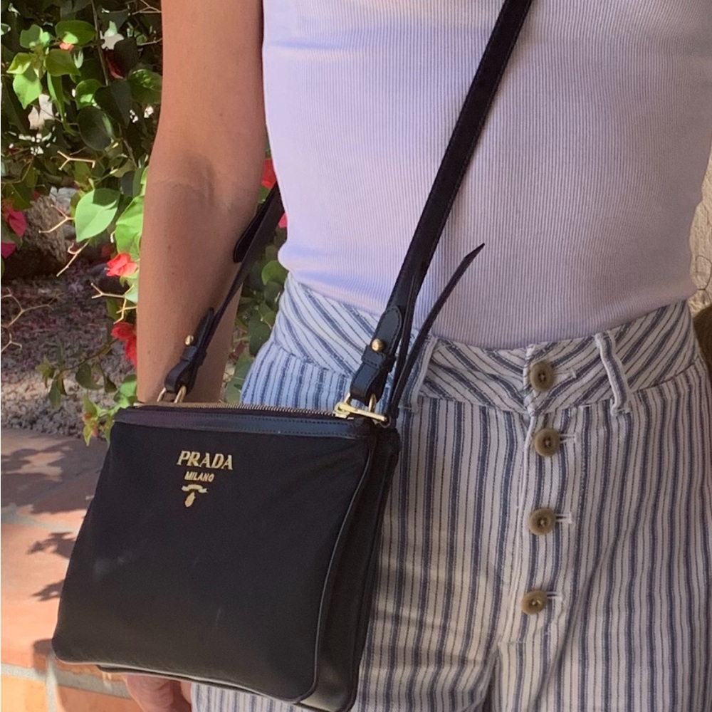 Prada Black Nylon Crossbody Bag with Gold Accents - Picture 3 of 3